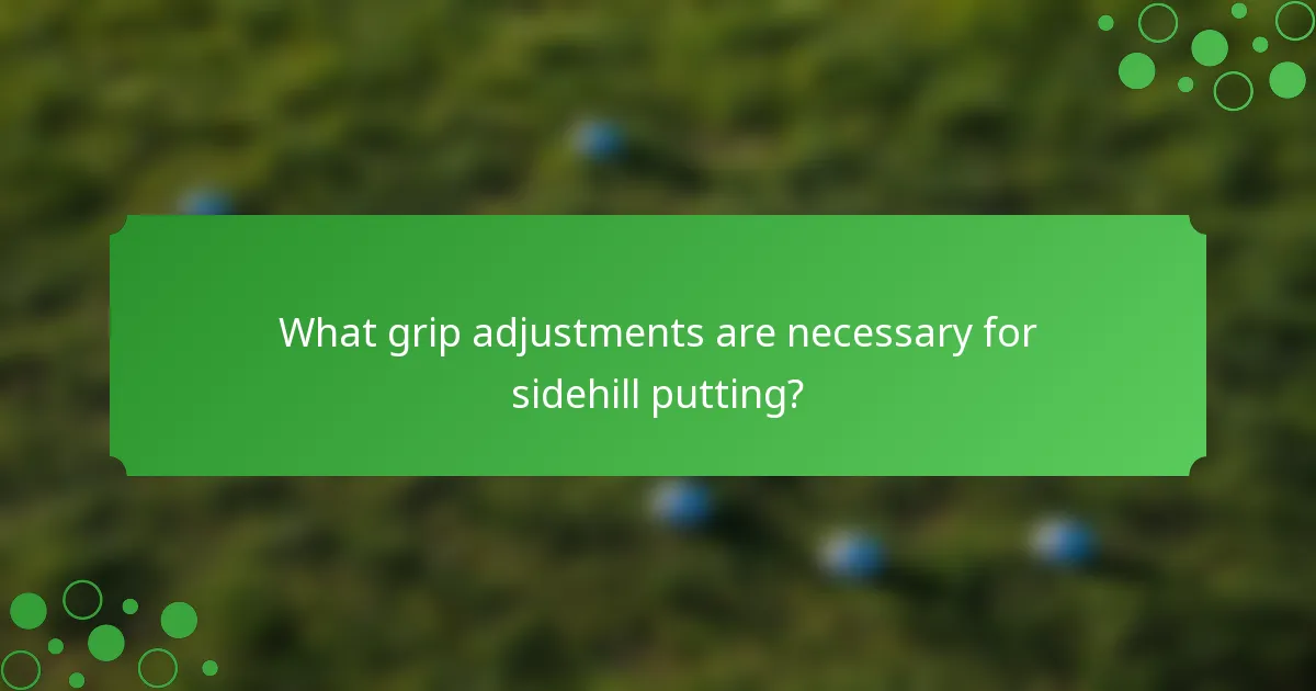 What grip adjustments are necessary for sidehill putting?
