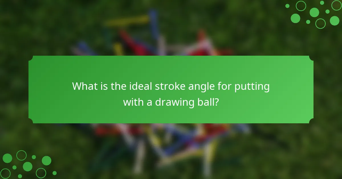 What is the ideal stroke angle for putting with a drawing ball?